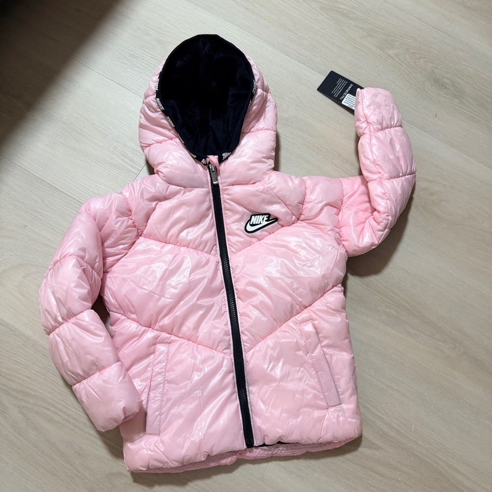 Nike Black and Pink Hooded Jacket